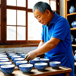Traditional Ceramic Workshop**

"A small, family-run ceramic workshop in Macao. A middle-aged artisan, fully clothed in modest work clothes, carefully paints a blue and white design on a porcelain bowl. Shelves filled with finished pottery surround him.  Natural light streams through a window.  Safe for work, appropriate content, professional craftsmanship, perfect anatomy, natural proportions, high quality, fully clothed, family-friendly."

**