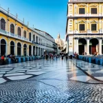 마카오 반환과 중국의 특별행정구 - **Prompt 1: Historic Macao - A Blend of Eras and Cultures**
    "A vibrant, high-angle shot of Macao...