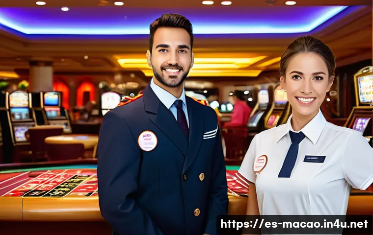카지노 산업의 경제 기여도 - A vibrant casino interior scene in a mid-sized Spanish city, showcasing a diverse group of employees...